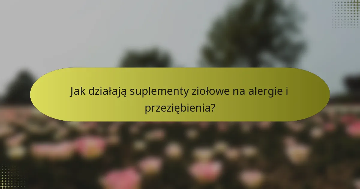 Jak działają suplementy ziołowe na alergie i przeziębienia?