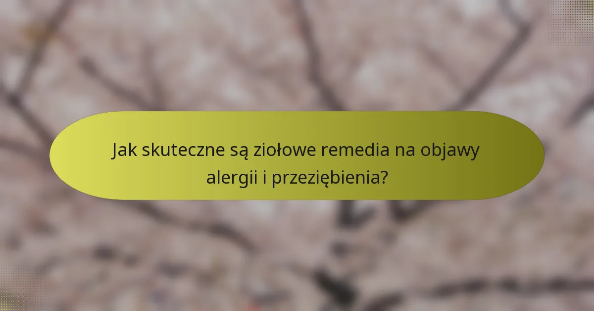 Jak skuteczne są ziołowe remedia na objawy alergii i przeziębienia?