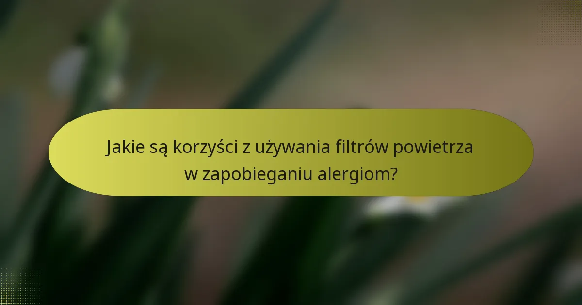 Jakie są korzyści z używania filtrów powietrza w zapobieganiu alergiom?